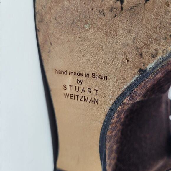 Stuart Weitzman Sandals Womens 9 Cheetah Print Wedge Platform Velvet Ankle Ties - Picture 7 of 10